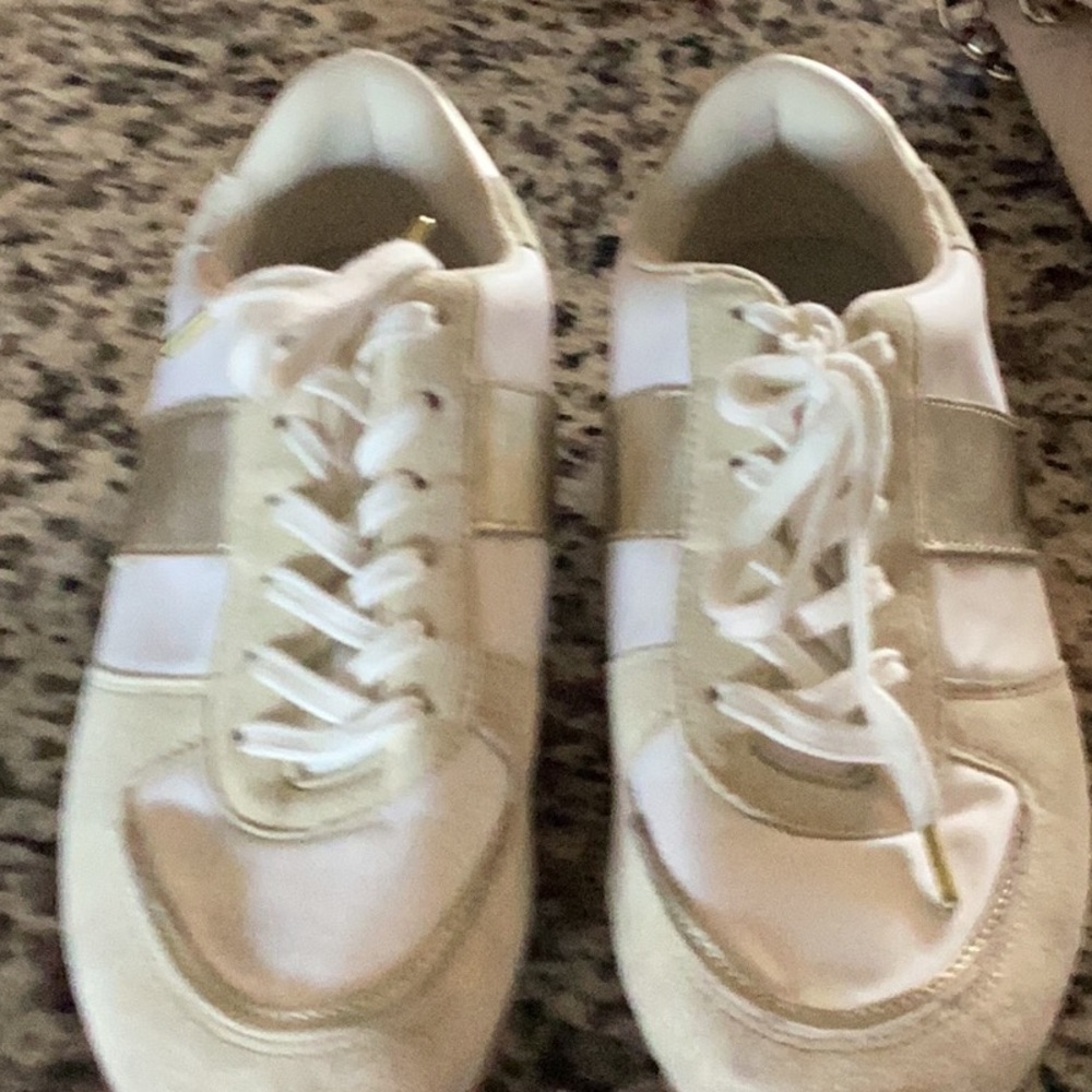 White and Gold Sneakers
